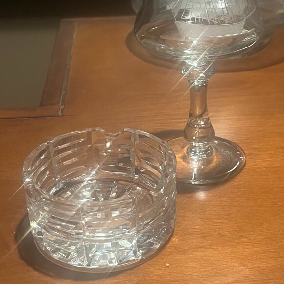 Vintage WATERFORD‎ Crystal Ashtray Round 3" Beautiful - Picture 2 of 10